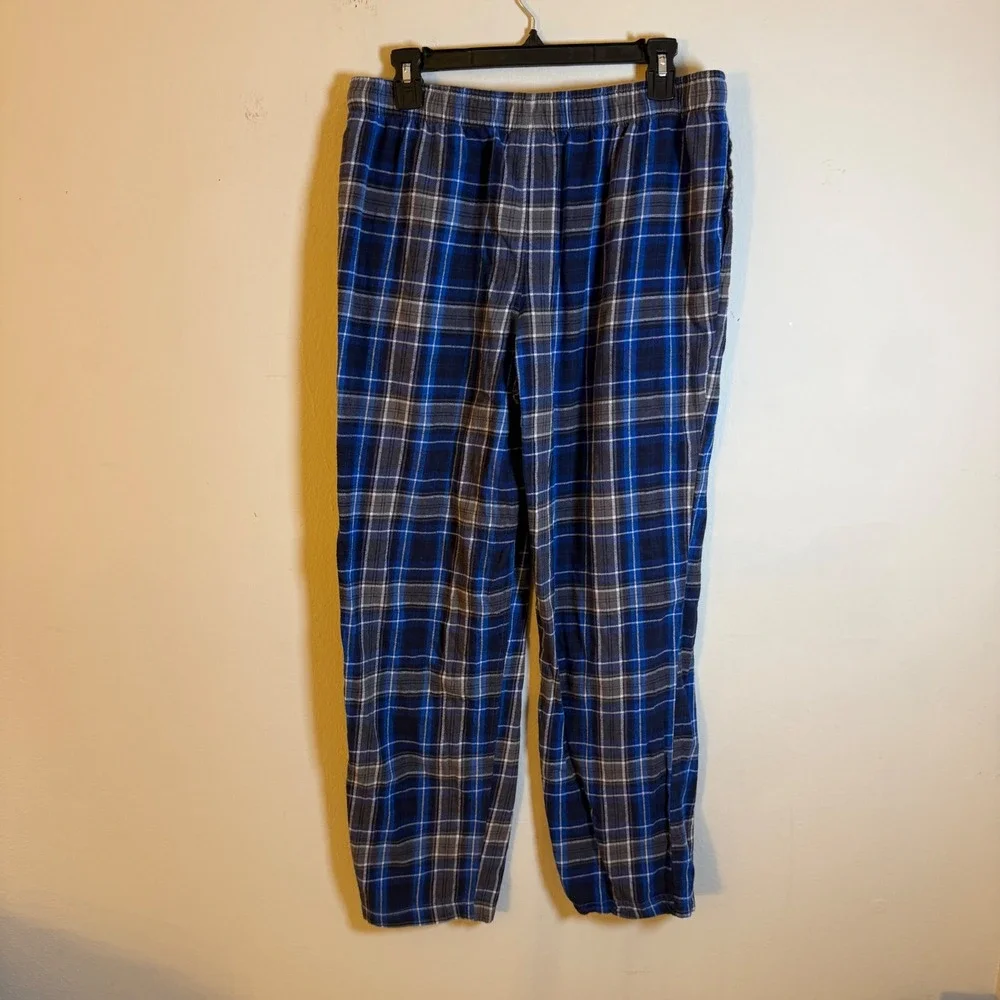 Eddie Bauer Mens Blue Plaid Lounge Pajama Pants Size Medium Drawstring‎ Relaxed